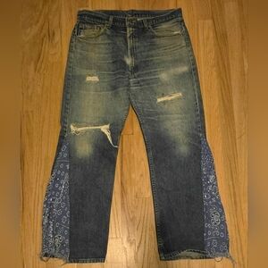 Levi's Relaxed Fit Jeans with Blue Paisley Accents